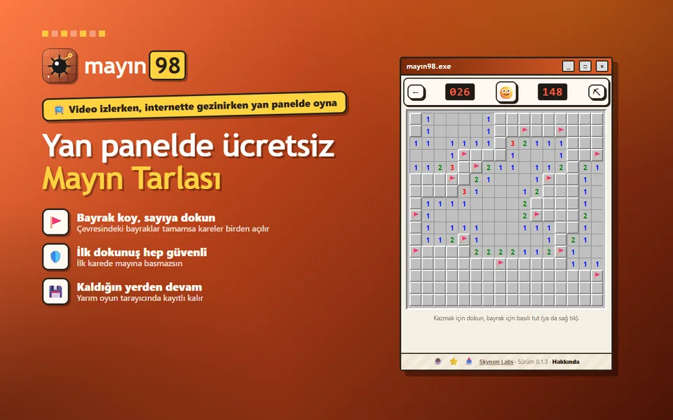 Orta seviye bir tarla: açılmış sayılı kareler, bayraklar, kalan mayın sayacı ve süre