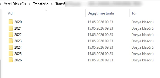 Transferio dönem klasörleri