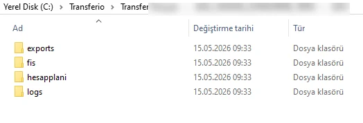 Transferio çıktı klasör yapısı
